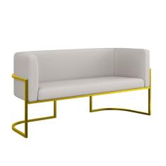 Imagem de Sofá Namoradeira Corino 2 Lugares Moderna Base Metal Gold Bege