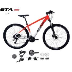 Imagem de Bicicleta Aro 29 Ksw Xlt Kit 2x9 Gta Sunrun Freio Disco K7 11/36 Pedivela 24/38d Garfo Com Trava - Laranja/branco Tam.19