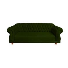 Imagem de Sofá Chesterfield Capitone Elisabeth Suede Verde Musgo 1,80cm - Novo E