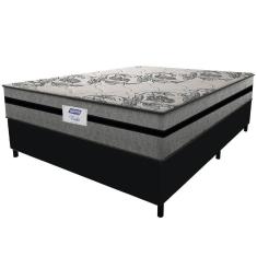 Imagem de Cama Box Casal Queen Colchão Gazin Com Molas Ensacadas Rubi 158x198x70cm Suede Preto/cinza Cinza