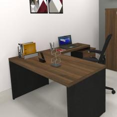 Imagem de Mesa Reta Natus 40mm 90 cm 60 cm Bramov Móveis Preto/Ameixa Negra
