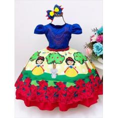 Imagem de Vestido Infantil Branca de Neve Cinto Pérolas Bico de Pato - fantasias