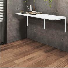 Imagem de Mesa Suspensa de Estudos Parede 120cm Escritório Suporte Branco MDF Branco - Ahz Móveis