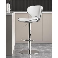 Imagem de Banquetas de bar giratórias Cadeira de café da manhã Banqueta de bar traseira ergonômica Altura ajustável Couro Napa Cromado Aço inoxidável Cadeira de ilha de cozinha pesada para restaurante