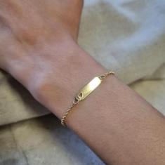 Imagem de Pulseira Infantil Chapa Perfurada Em Coração Banho Ouro 18K / Prata 92