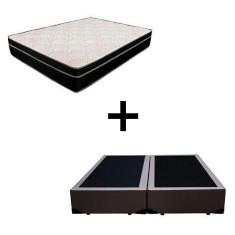 Imagem de Cama Box Casal 138 Bipartido - Tecido Sintético Marrom Com Colchão Par