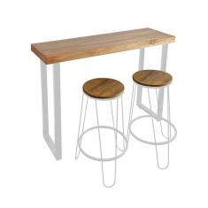 Imagem de Conjunto Guatemala Mesa Aparador 120cm com 2 Banquetas Industriais Base em Ferro Branco