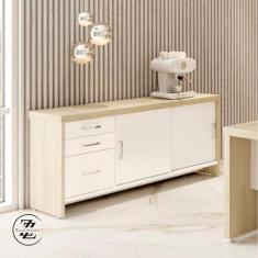 Imagem de Balcão Tamburato Com Gavetas Ii- Carvalho/Branco 6206 - Artany