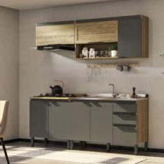 Imagem de Cozinha Modulada 4 Peças 2 Aéreos e 2 Balcões Magnólia Mel/Grafite