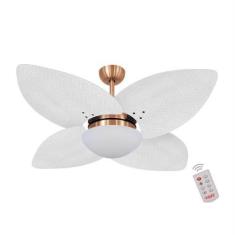 Imagem de Ventilador De Teto Kovalski Cobre 4 Pás Palmae Branco 127V Com Control