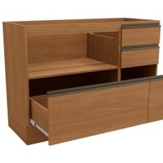 Imagem de Balcão de Cozinha 1200mm 1 Porta 4 Gavetas de Madeira Canela