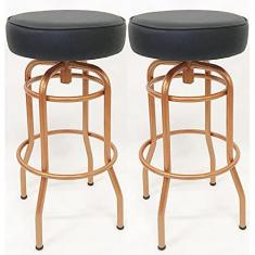 Imagem de Kit 2 Banquetas Bar Alta Giratória Cobre Assento Preto - Poltronas do Sul