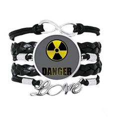 Imagem de OFFbb-USA Pulseira de aviso com logotipo de substâncias radioativas, acessório de amor, pulseira de couro torcido para presente