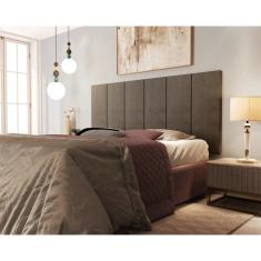 Imagem de Painel Cabeceira de Cama Box Milão Casal 1,60 Suede Marrom - Comprar Moveis Em Casa