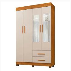 Imagem de Guarda Roupa Copacabana New 4 Portas 2 Gavetas Com Espelho Benetil Móveis Cinamomo Com Off White