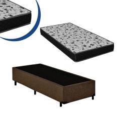Imagem de Cama Box Solteiro Suede Marrom + Colchão Espuma D33 Bordado 54x78x188
