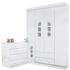 Imagem de Guarda Roupa 4 Portas  Cômoda Com Porta 100% Mdf Livia - Phoenix Baby