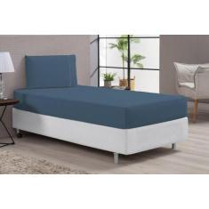 Imagem de Lençol Cama Solteiro Cor Azul Macio E Confortável 400 Fios - Beatriz E