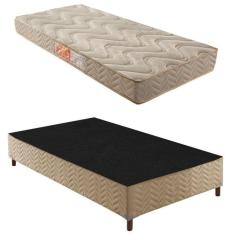 Imagem de Box Solteiro Florença 42x88x188cm com Colchão Solteiro Unique D33 Duoface 25x88x188cm Rustico Bege