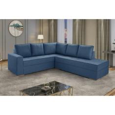 Imagem de Sofá de Canto com Chaise Lado Direito Laura Yescasa Azul