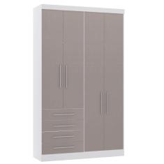 Imagem de Guarda Roupa Modulado 134,50cm 4 Portas E 4 Gavetas Alpes Luciane Móveis Branco Pf Com Cinammon Pf