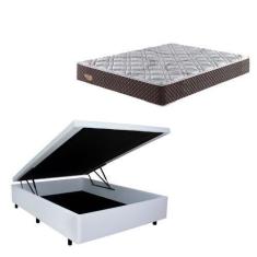 Imagem de Cama Box Baú Branco Com Colchão Casal Relax Adorabile Molas Ensacadas