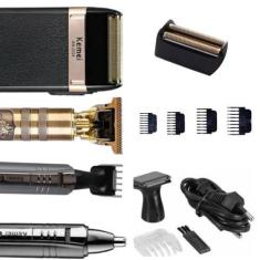 Imagem de Kit Completo KEMEI: Máquina Dragão, Barbeador  e aparador de pêlos- En