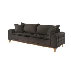 Imagem de Sofá Fixo Orfeu 3 Lugares Luxo 1,80m Castellar Móbile, Veludo Chumbo