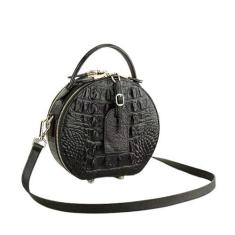 Imagem de Bolsa feminina de couro de crocodilo autêntica pequena com pele de jacaré genuína clássica preta feminina bolsa de ombro feminina, Preto, 19cm(Width) x 19cm(Height) x 8cm(Deep)