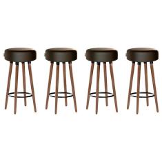 Imagem de Kit 4 Banquetas Alta Pés Palito Roma Marrom Escuro 70cm