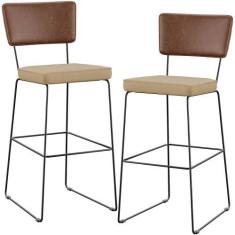 Imagem de Kit 02 Banqueta Alta Cozinha Sala Jantar Allana L02 material sintético