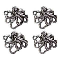 Imagem de LFWATAXY Puxadores de animais, 4 peças de puxadores de animais - polvo, porta de furo único, decoração de móveis domésticos polvo, decoração de banheiro, cômoda, armário, gaveta, puxadores, ferragens