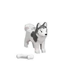 Imagem de Brinquedo lego Animal Minifigure Husky Arctic Sled Dog com osso