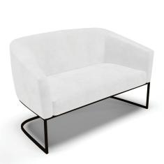 Imagem de Sofá Namoradeira 2 Lugares Base Industrial Preto Stella Corano D03 - D'rossi Cor Branco