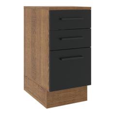 Imagem de Balcão Madesa Agata 40cm 3 Gavetas Rustico Preto