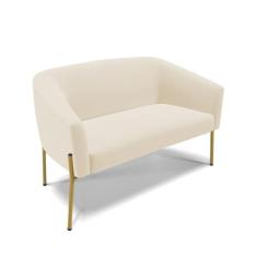 Imagem de Sofá Namoradeira 2 Lugares Pé de Ferro Dourado Stella Linho Bege A19 D03 - D'Rossi