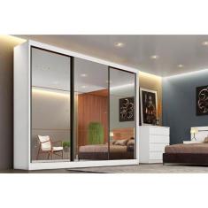 Imagem de Guarda Roupa Casal 3 Portas De Correr E 8 Gavetas C/ 3 Espelhos Sollo