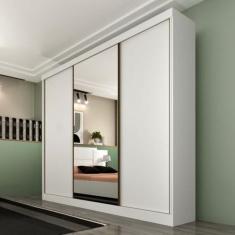 Imagem de Guarda-Roupa Casal Dacar 3 Portas 4 Gavetas com Espelho Neve - Tcil Móveis