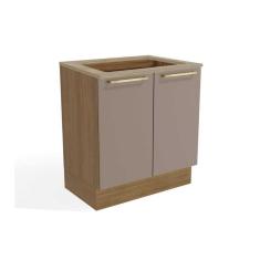 Imagem de Balcão de Cozinha Modulado Botanic M623 p/Cooktop 2 Portas c/Tampo 80cm Nogueira/Fendi/Nogueira - Kappesberg