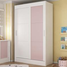 Imagem de Guarda-roupa Infantil Flex 2 Portas 2 Gavetas Maya Espresso Móveis Branco/Rosa