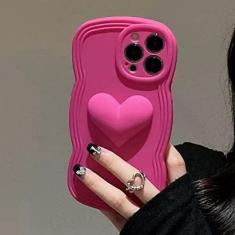 Imagem de Onda silicone doce coração caso de telefone para samsung s23 s20 s21 fe s22 plus pro ultra a54 a 42 50 51 52 a53 70 a71 72 a73 s capa, rosa, para a52s