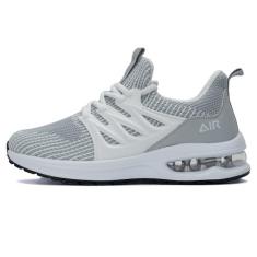 Imagem de HuJAT Tênis de corrida aéreo feminino, tênis atlético, sem cadarço, leve, casual, para academia, corrida, treino, tamanho 34-42, Branco, cinza, 35
