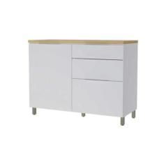 Imagem de Balcão De Cozinha Marquesa 1 Porta E 3 Gaveta C/ Tampo 120cm Branca/Na
