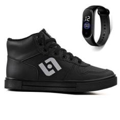 Imagem de Tenis Infantil Meninos Botinha Cano Alto Escolar Casual Basico + Relogio-Masculino