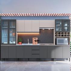 Imagem de Cozinha Completa Cambará 16 Portas 3 Gavetas Fumê/Grafite - Quiditá Mó