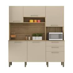 Imagem de Armario De Cozinha Compacta 6 Portas 2 Gavetas Ferrara Freijó Vanilla