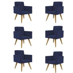 Imagem de Kit 06 Cadeiras Poltronas Decorativa - Escritório - Recepção Cor:azul Marinho