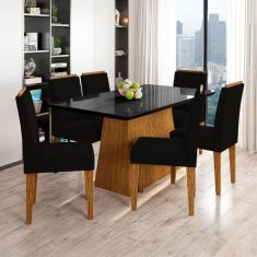 Imagem de Conjunto de Mesa de Jantar com Tampo de Vidro Bárbara e 6 Cadeiras Ana Veludo 