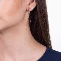 Imagem de Brinco Rommanel Banhado A Ouro 18k Meia Argola Fina Trabalhada Diamantada 524199