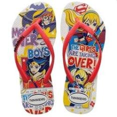 Imagem de Chinelo Infantil Havaianas Mulher Maravilha Supergirl Arlequina Batgirl Kids DC SuperHero